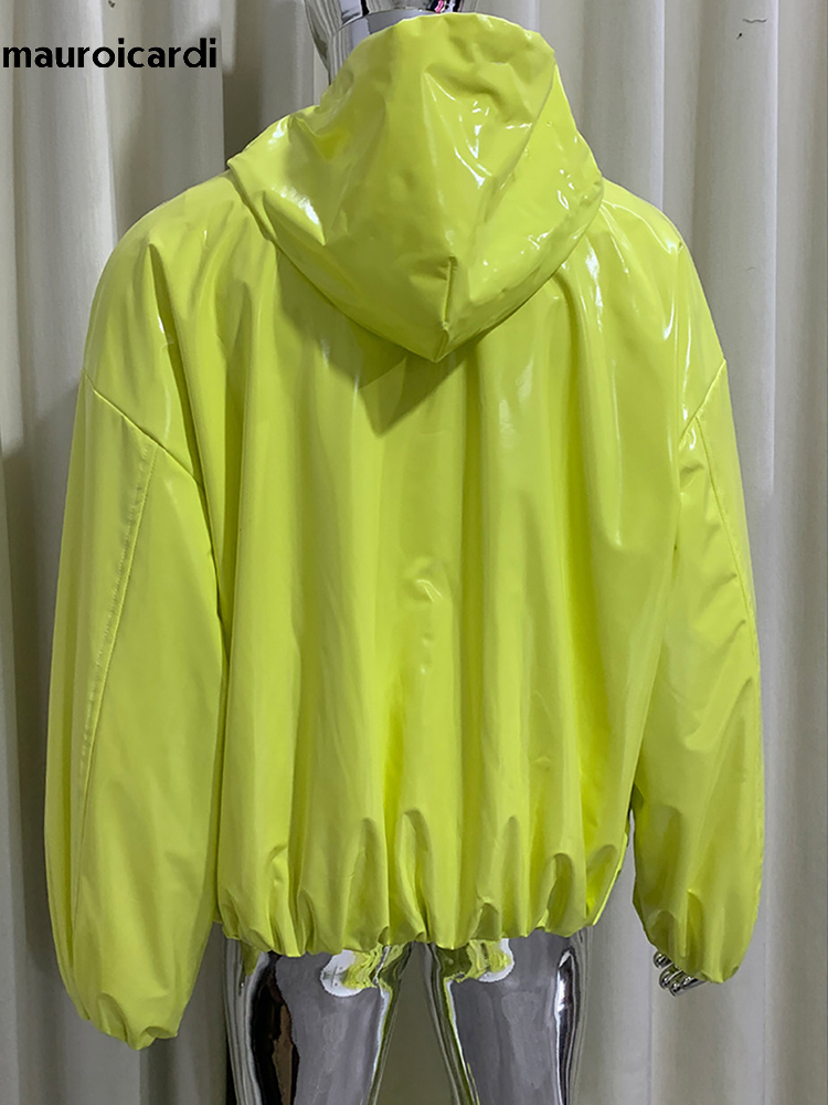 Streetwear Brand Clothing - Jaqueta de Couro Brilhante Oversized Masculina