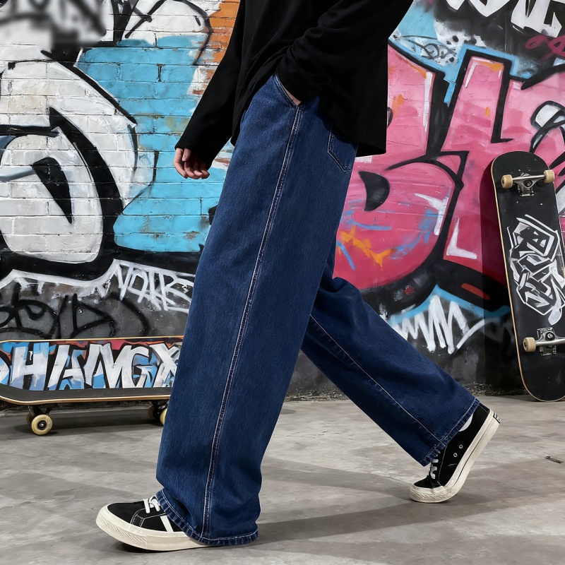 Streetwear Brand Denim - 2025 nova streetwear solto jeans masculino